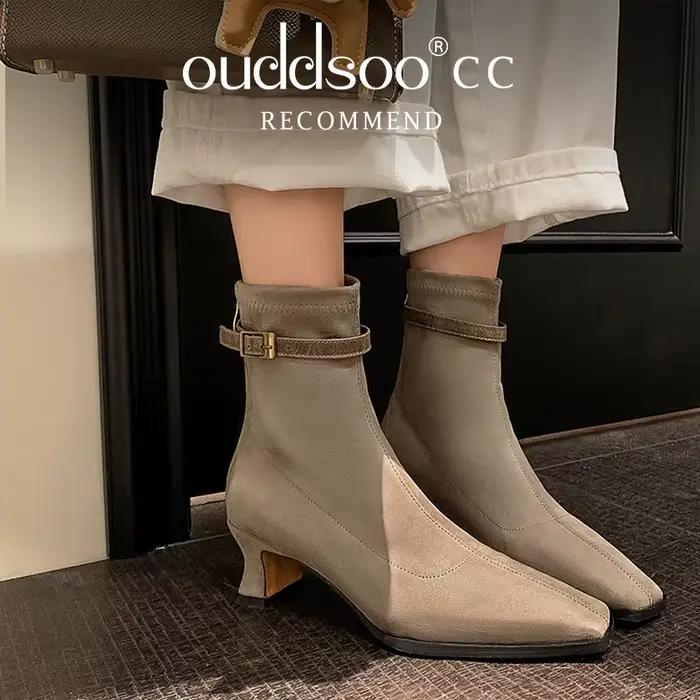 Ods Rinse-Bottes courtes en cuir véritable pour femmes