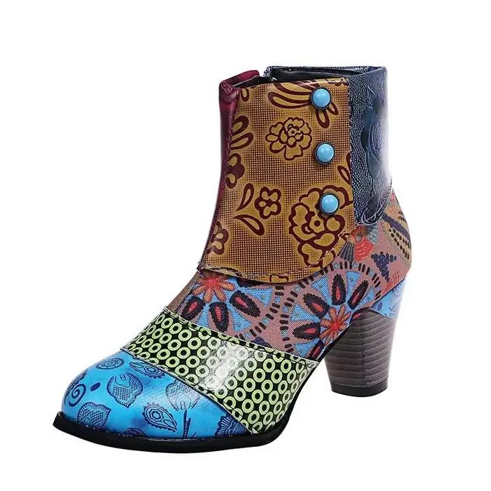 Bottes en cuir pour femmes grandes tailles mode rétro bout pointu talons aiguilles hiver tout-match occassions spéciales