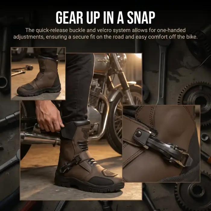 Bottes multifonctionnelles pour motards anti-chute résistantes à l'usure avec semelle en caoutchouc et embouts métalliques pour homme et femme