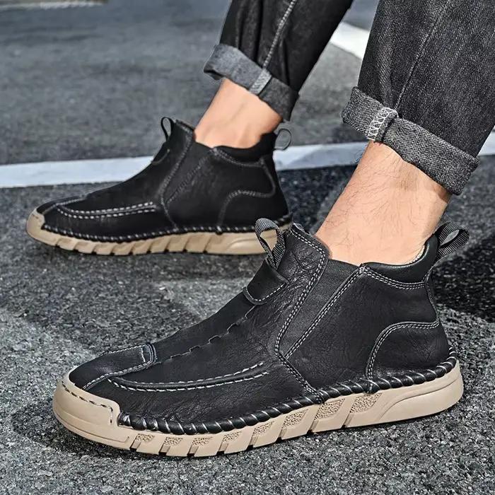 Hommes bottes chaussures décontractées faites à la main en cuir véritable bottines confortables chaussures d'hiver baskets hautes chaussures de luxe hommes chaussures