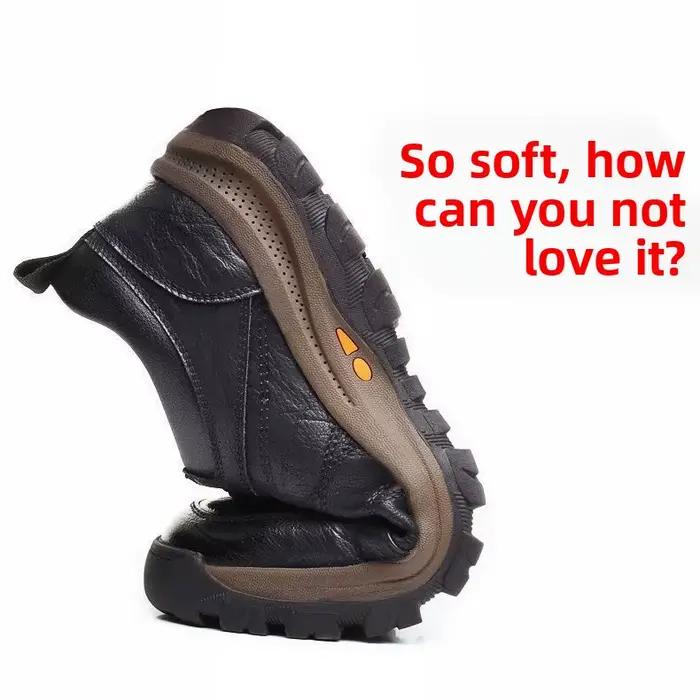 Chaussures de randonnée homme hiver cuir bout rond semelle épaisse caoutchouc confort randonnée plein air bottes de sport occassions spéciales