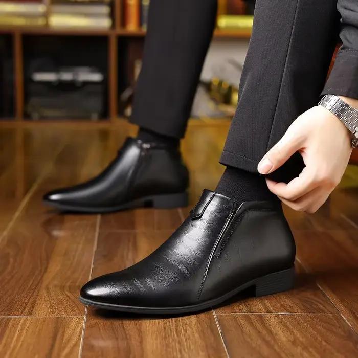 Bottines rétro en cuir pour hommes, bottes de luxe à la mode, avec fermeture éclair, étanches pour printemps et automne, bottes Chelsea grandes tailles