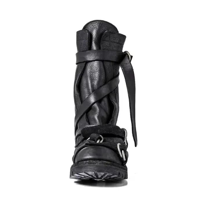 Bottes Yamamoto Style rétro vintage en cuir véritable pour hommes, haute cheville, printemps automne, microfibre, caoutchouc, cuir pleine fleur, bottes de mode occassions spéciales
