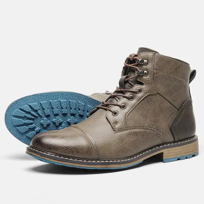 Bottes pour hommes, marque rétro, confortables, décontractées, mode 2026, en cuir