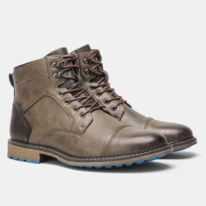 Bottes pour hommes, marque rétro, confortables, décontractées, mode 2026, en cuir