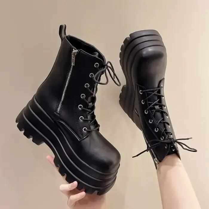 Bottines à plateforme épaisse blanches pour femmes