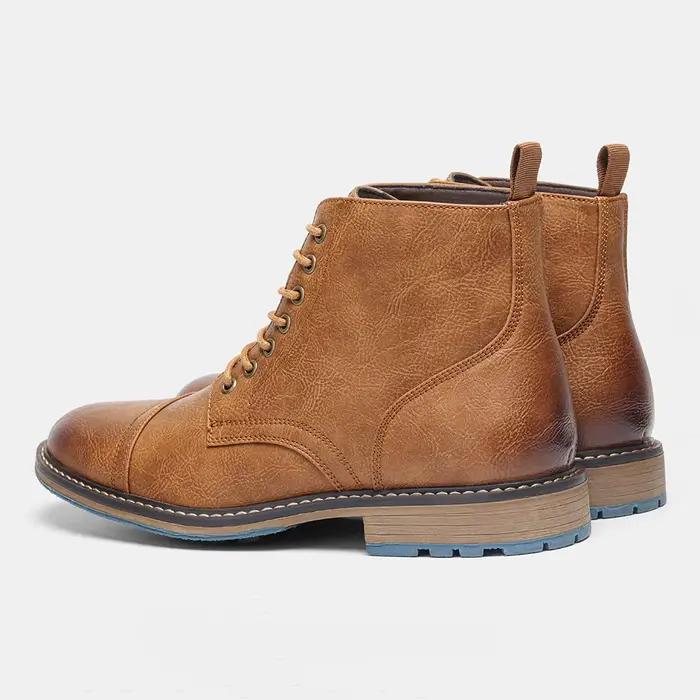 Bottes Chelsea pour hommes décontractées et tendance en cuir pour la saison printemps automne bottes confortables avec liaison croisée et semelle en caoutchouc