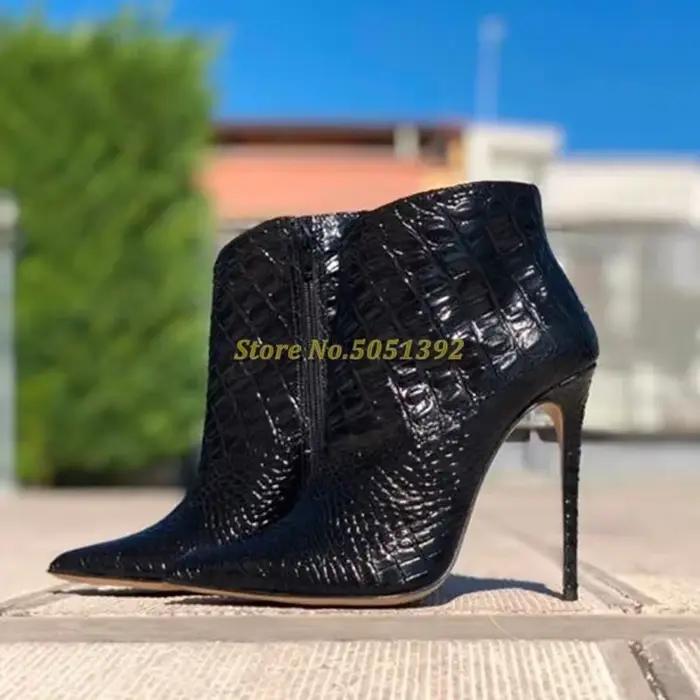 Bottines à talon aiguille Coccodrillo avec fermeture éclair, sexy, à bout pointu, pour femmes, à enfiler, couleur unie, sur mesure, chaussures de printemps
