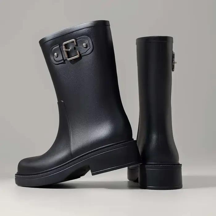 Bottes de pluie noires mi-mollet pour femmes