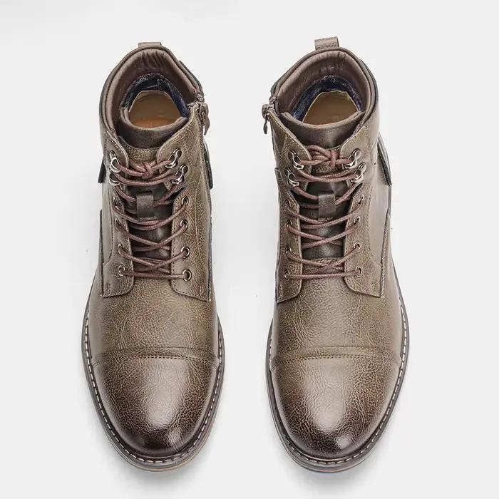 Bottes pour hommes, marque rétro, confortables, décontractées, mode 2026, en cuir