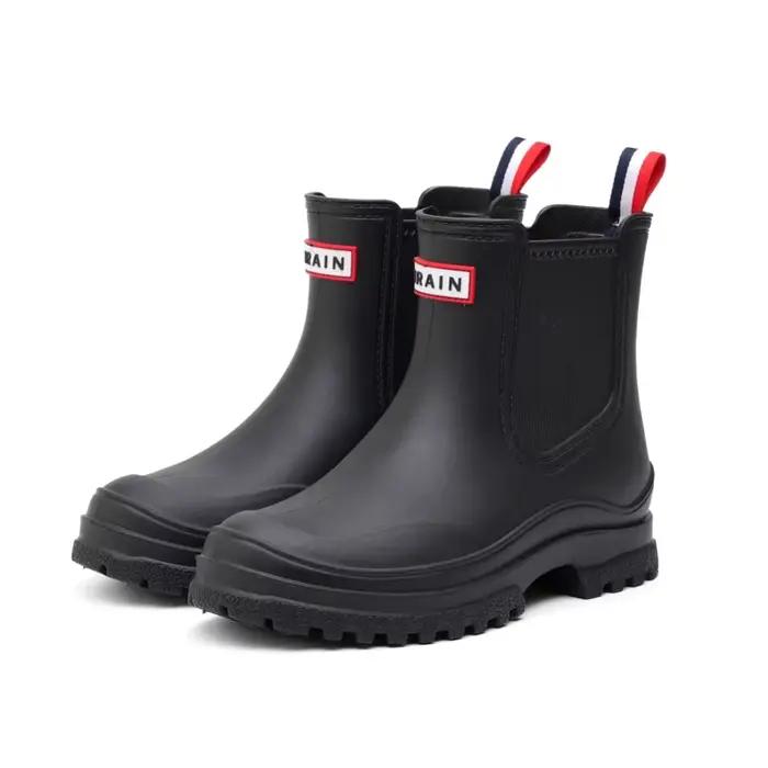1 paire de bottes de pluie courtes pour femmes, chaussures d'eau antidérapantes en Pvc, chaussures imperméables d'extérieur, bottes d'eau à la mode pour femmes