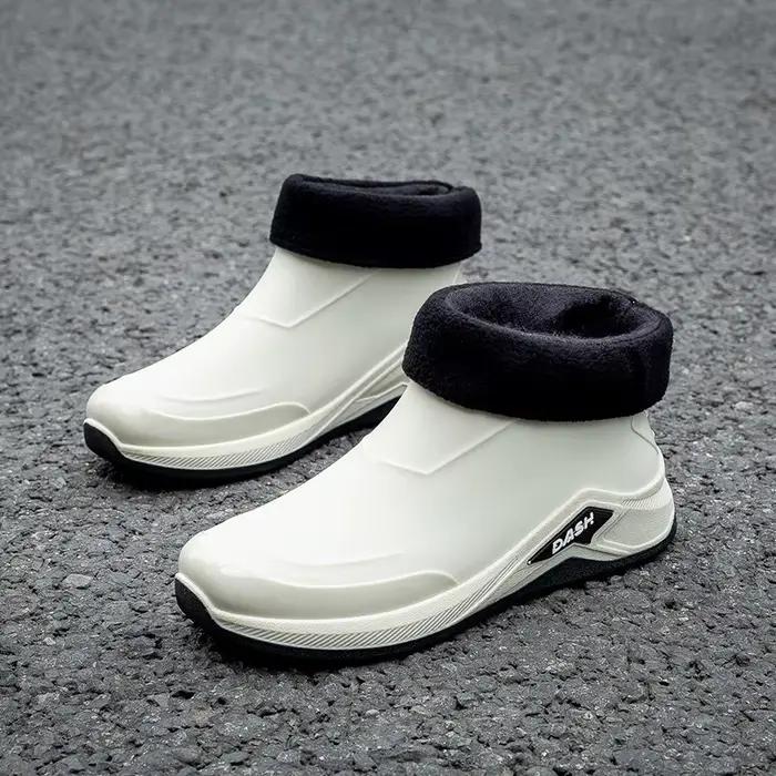 Hommes bottes de pluie chaussures antidérapantes bottes de pluie en plein air décontracté en plein air à tube court travail pêche chaussures en caoutchouc chaussures imperméables pour hommes