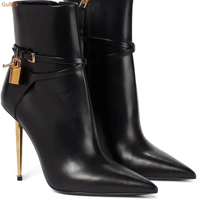Bottes de rinçage pointues en cuir verni pour femmes