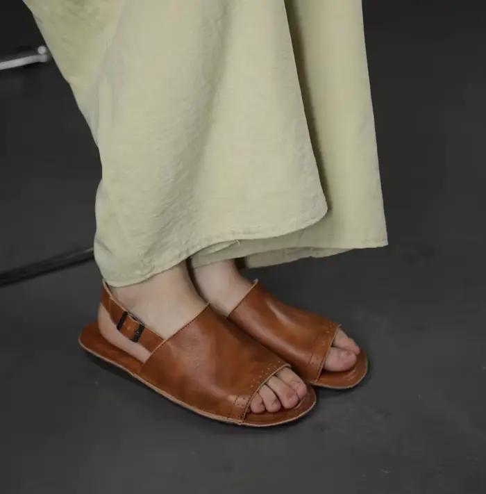 Careaymade-Chaussures en cuir cirhide faites à la main pour femmes