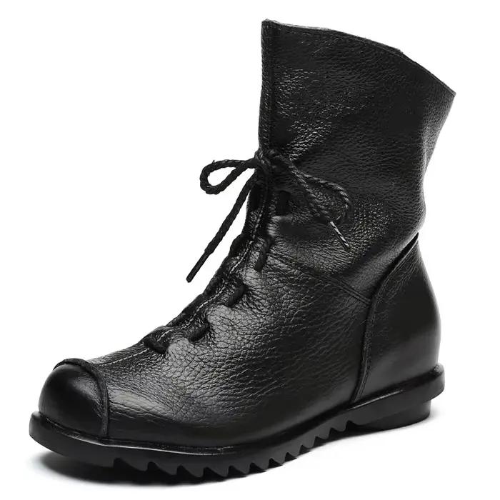 Femmes chaussures rétro Original en cuir bottes courtes