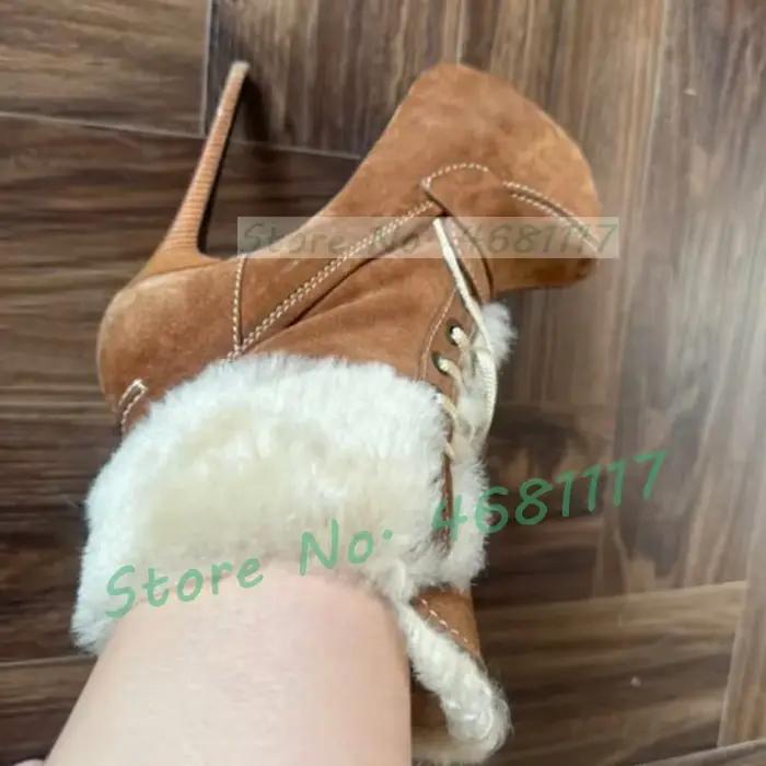 Bottes de rinçage à talon aiguille à plateforme marron pour femmes, bottines à talons hauts Mars pour femmes, bottines en daim Parker, chaussures rondes bicolores