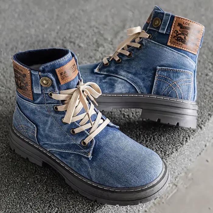 Nouvelles bottes pour hommes en denim tendance, style printemps-automne, personnalisées, résistantes à l'usure, à tige haute, légères, à semelle épaisse, polyvalentes, pour l'extérieur