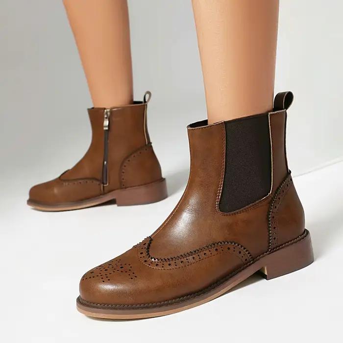 Bottines Chelsea classiques en cuir pour femmes