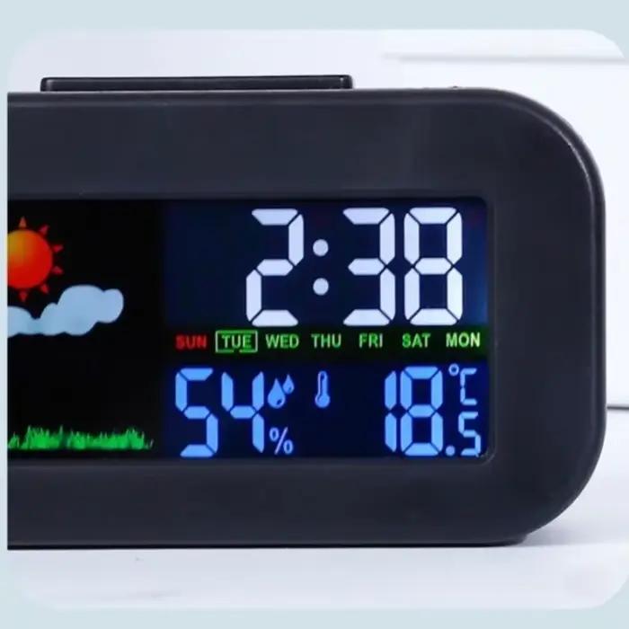 Horloge de station météo avec affichage couleur – Moniteur de température et d'humidité, rétroéclairé pour enfants et adolescents, parfait pour la chambre à coucher et le bureau du dortoir