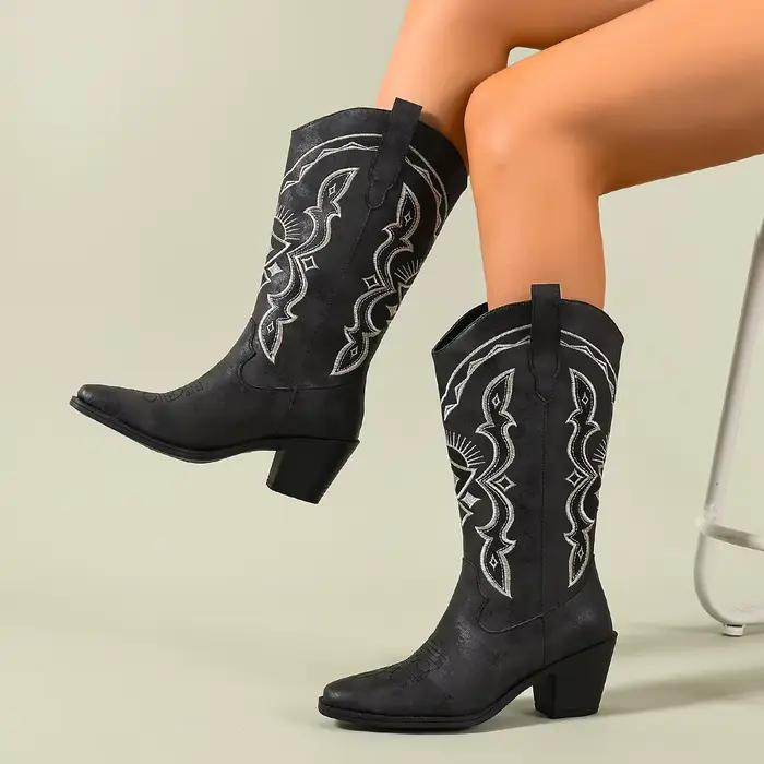Bottes Western mi-mollet à bout carré