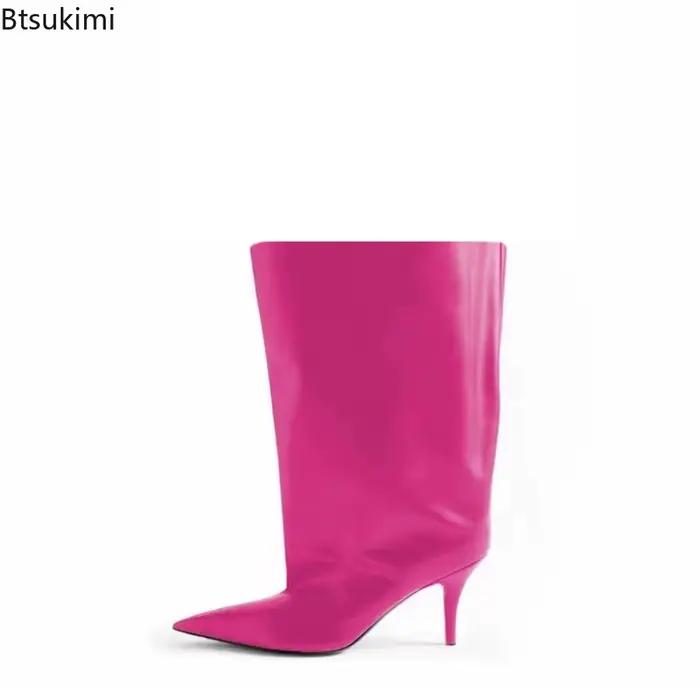 Bottes pour femmes automne-hiver 2026, style moderne à talons hauts et bout pointu, bottines à talon épais, pour banquets, tailles 35-44, grandes tailles