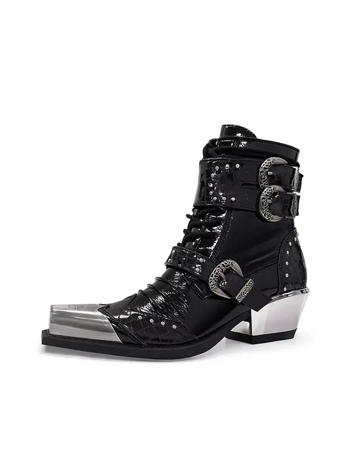 Bottines gothiques punk à bout pointu pour femmes
