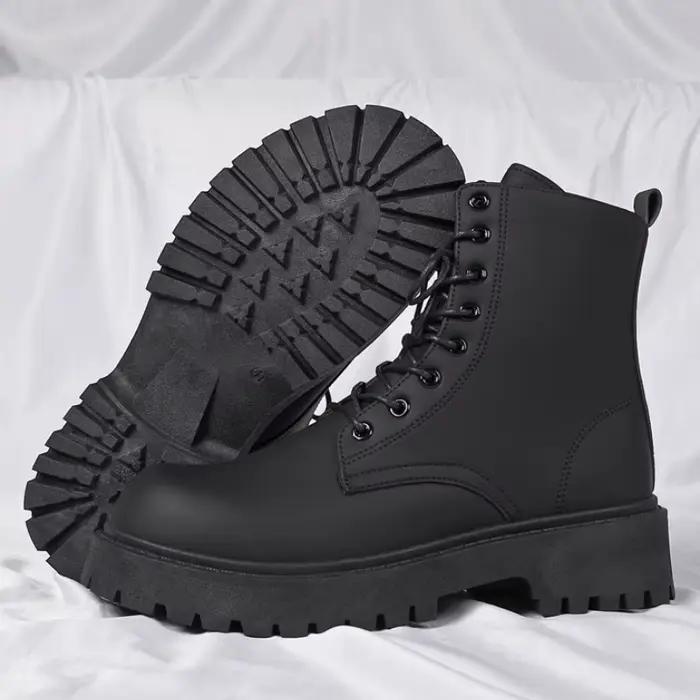 Bottes pour hommes bottes en cuir décontractées de haute qualité mode extérieur chaussons hauts noir hommes bottines mode moto botte