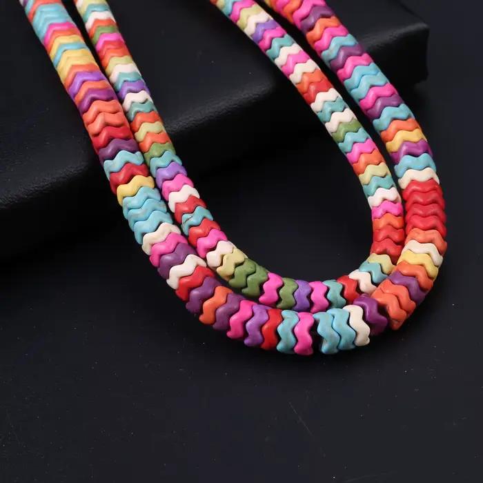 Forme d'engrenage synthétique Turquoise perles en vrac bijoux colorés perles Turquoise collier à faire soi-même Bracelet accessoires cadeau 38CM
