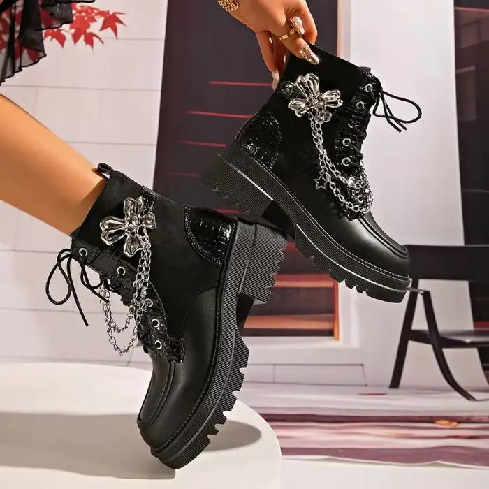Y2K – bottines à plateforme en métal pour femme