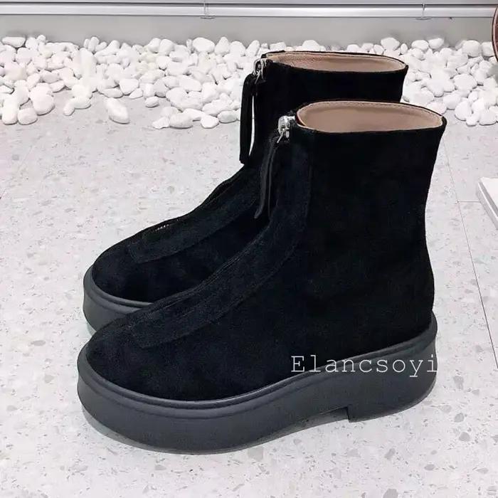 Bottines courtes à semelle plate et épaisse pour femme