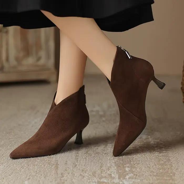 Bottines Vintage à bout pointu pour femmes