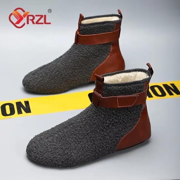 YRZL-Bottes d'hiver chaudes pour hommes, chaussures plates, douces, décontractées, confortables, pour la maison