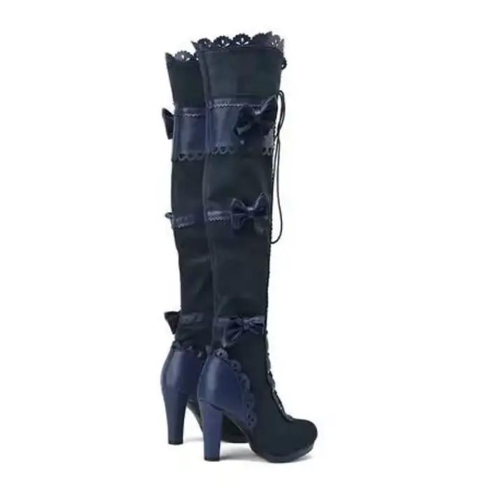 2025 mode femmes bottes Stretch sur le genou Sexy chaussures de fête talons hauts à lacets fermeture éclair