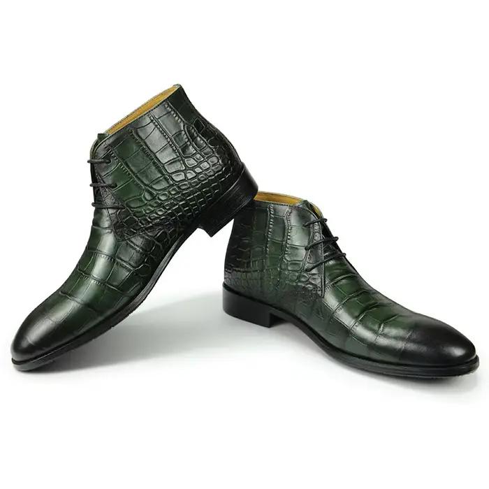 Bottes de rinçage faites à la main pour hommes, cuir véritable, chaussures pointues élégantes, créateur de mode de luxe, haute qualité, printemps, automne, Chine