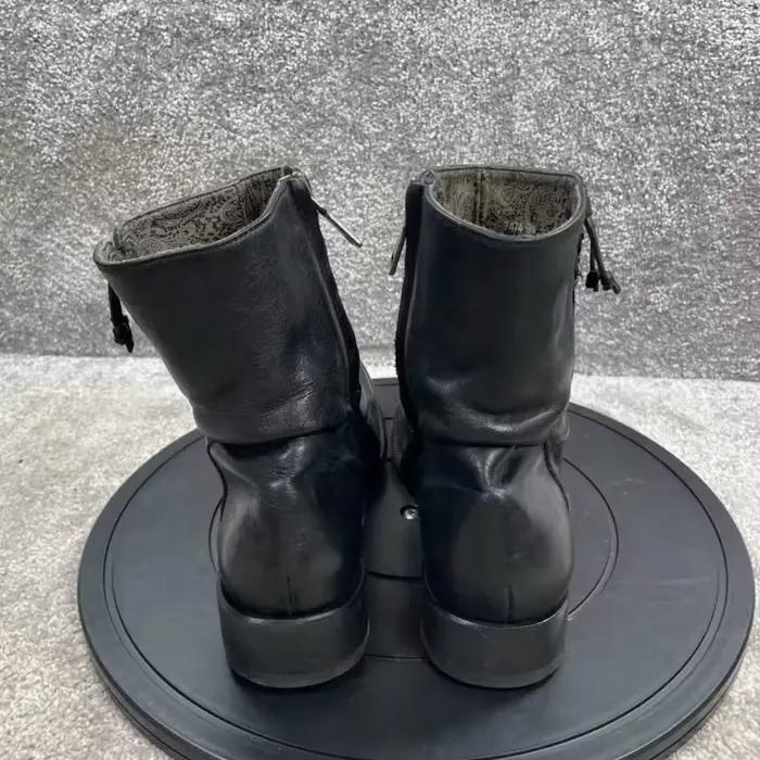 Bottes de moto vintage en cuir noir bottines à bout rond pour homme et femme occasions spéciales décontractées robustes et élégantes