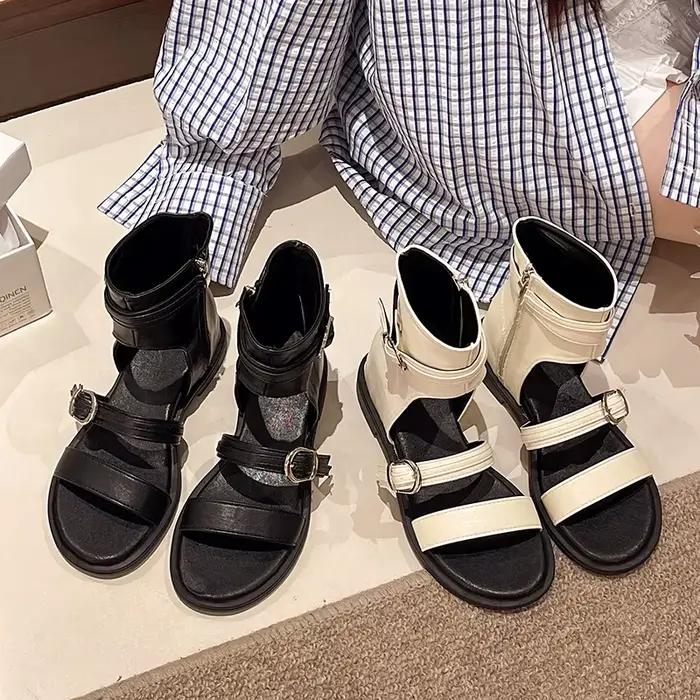 Bottes Romanes Courtes Tendance et Confortables pour l'Extérieur – Nouvelle Collection Été 2026 – Modèle Polyvalent à Talon Intégré