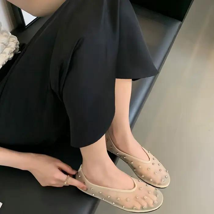 Filet de poisson respirant femmes Mary Jane chaussures printemps automne confort dames décontracté sans lacet ballerines chaussures