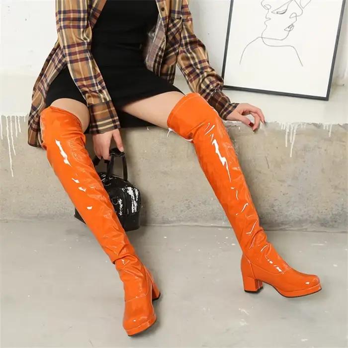 Cuissardes en cuir verni pour femme
