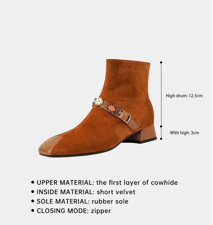 Ods-Bottes pointues rétro pour femmes, talon carré, Parker Love JODecoration, polyvalentes, noires, élégantes et à la mode