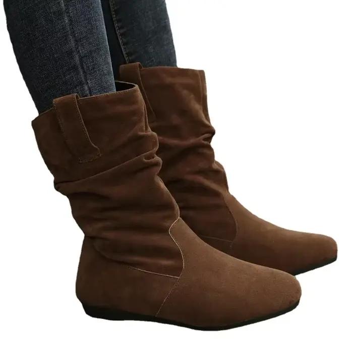 Bottes de neige coordonnantes plates pour femmes, bottes rondes, Parker chaud, tube bas, bottes de rinçage astronomique, bottes décontractées pour étudiants, froid, vert, hiver, nouveau, 2025