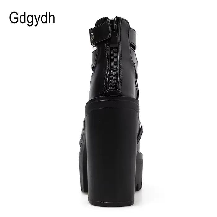 Gdgydh – bottines avec chaîne pour femmes, chaussures à talons hauts carrés et à fermeture éclair, Punk, plate-forme, 42, mode printemps automne
