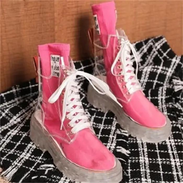 Bottes à plateforme transparentes en Pu pour femmes