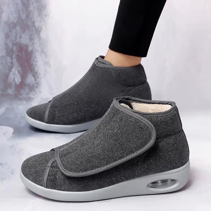 Femmes bottes chaudes hiver velours orthopédie pieds larges chaussures gonflées