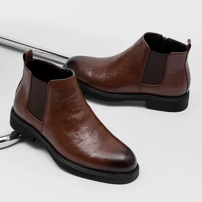 Bottines Yeisndoo en cuir souple hommes bottes confortables pour hommes style leisure hiver ocasions spéciales