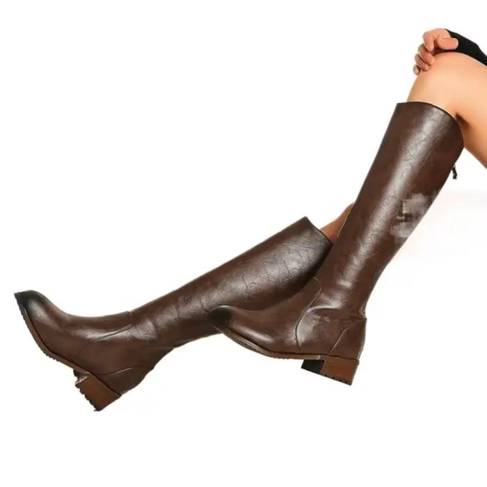Cuissardes hautes à talons carrés pour femme