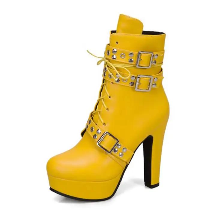 Bottines à plateforme à lacets pour femmes