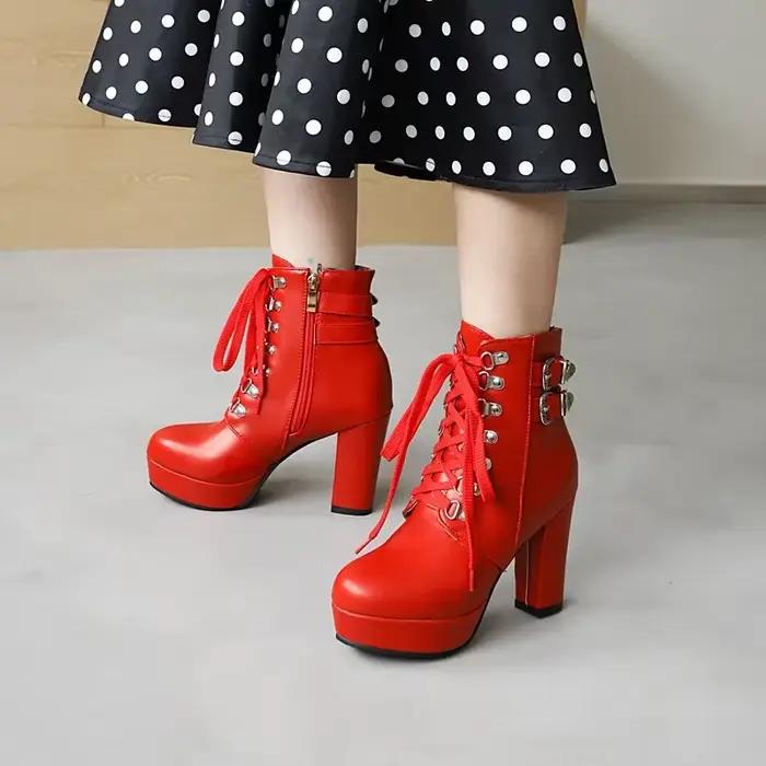 Bottes de rinçage à plateforme pour femmes talons hauts et épais style punk bottes de cheville plateforme pour soirée et sorties nocturnes