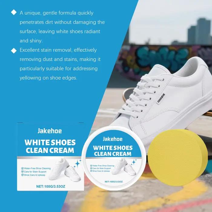 Crème nettoyante pour chaussures blanches, éliminateur de taches pour baskets, pâte de nettoyage sans eau, blanchiment, réparation, polissage, soin des chaussures en cuir et en toile, 100g