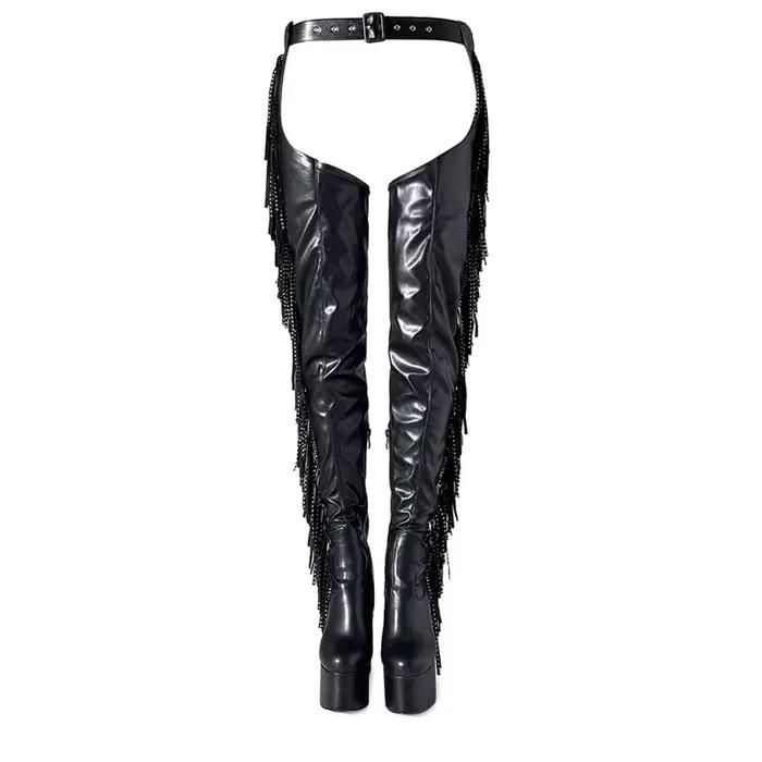 2025 gland noir côté fermeture éclair sur les bottes au genou 36-47 plate-forme imperméable tête ronde tuyau d'acier