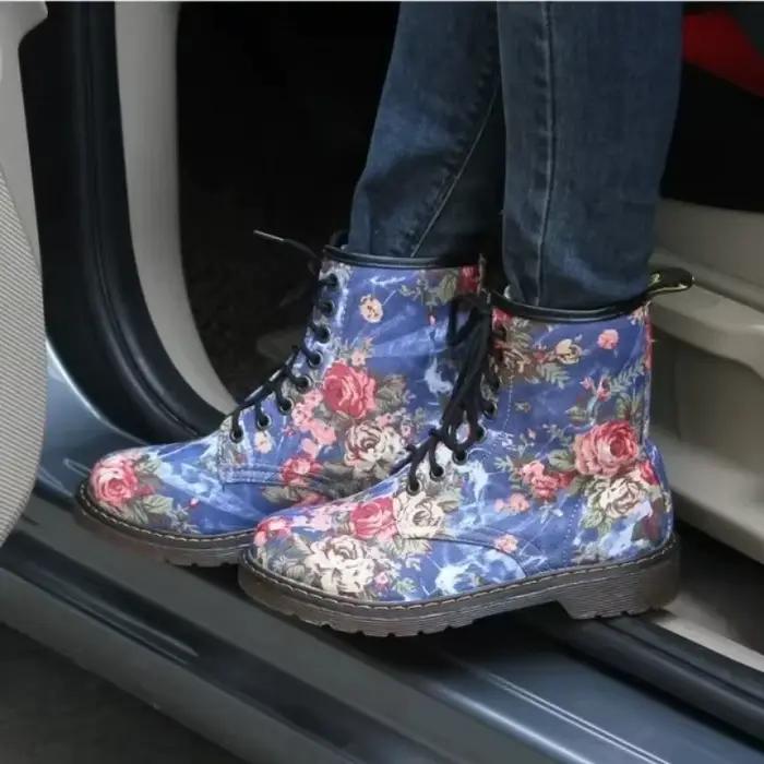 Bottes printanières automnales pour femmes design floral respirantes antidérapantes confortables pour toutes occasions